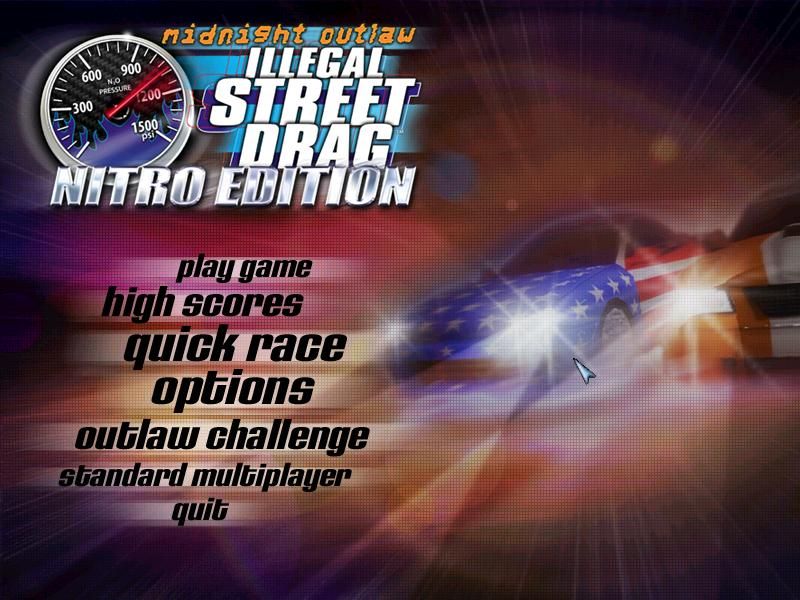Midnight Outlaw: Illegal Street Drag - Nitro Edition (Windows) screenshot: Main Menu