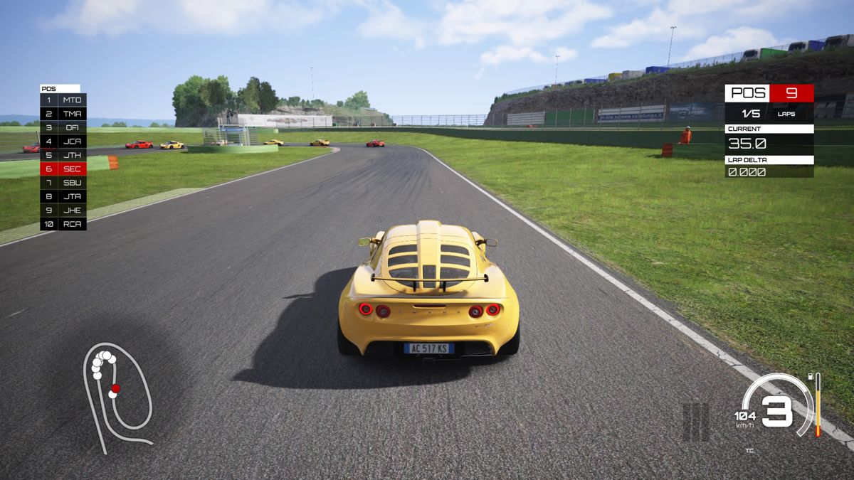 Assetto Corsa (PlayStation 4) screenshot: Gotta seriously reduce speed for a hard 180 degrees turn