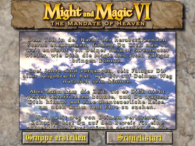 Might and Magic VI: The Mandate of Heaven (Windows) screenshot: The story, bla-bla-bla...