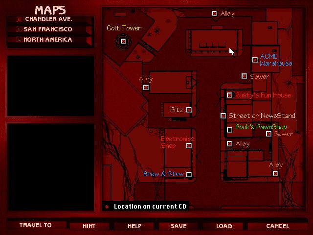The Pandora Directive (DOS) screenshot: The map