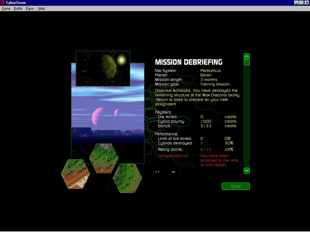 MissionForce: CyberStorm (Windows) screenshot: Mission debriefing