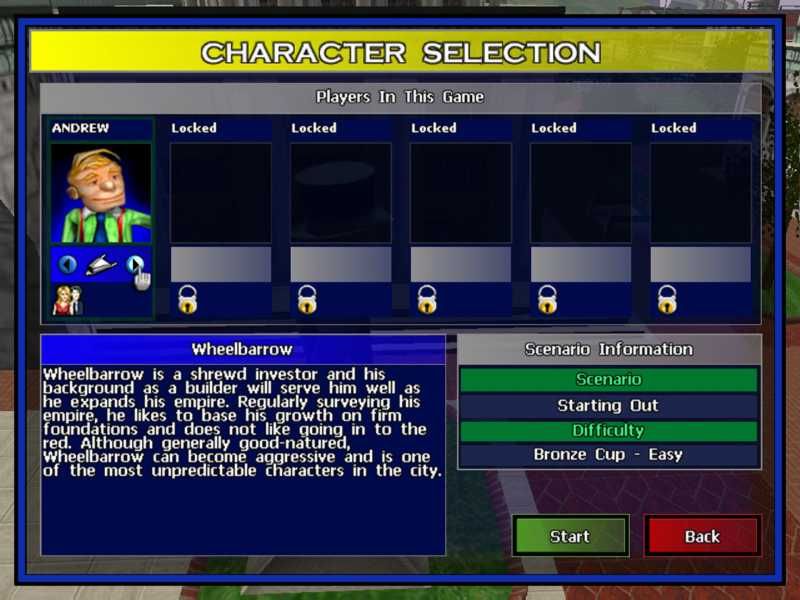 Monopoly Tycoon (Windows) screenshot: Choosing your character