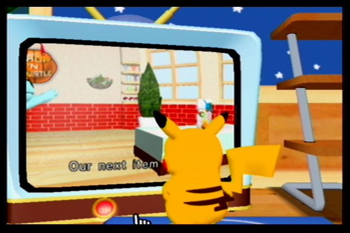 Pokémon Channel (GameCube) screenshot: Pikachu can get in the way sometimes