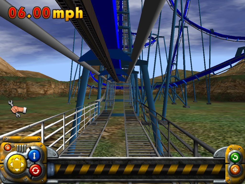 Roller Coaster Factory 2 (Windows) screenshot: Inverted coaster - the car tracks are above the cars