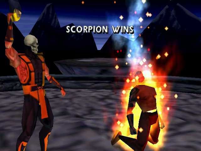 Mortal Kombat 4 (Windows) screenshot: That Scorpion guy can sure throw a mean flame