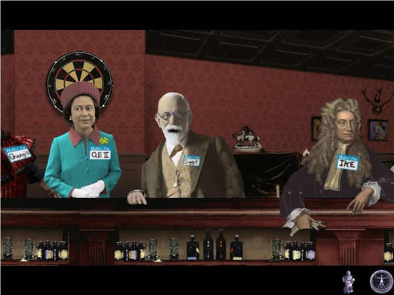 Monty Python's The Meaning of Life (Windows) screenshot: Getting historical figures drunk... the game does diverge from the movie plot