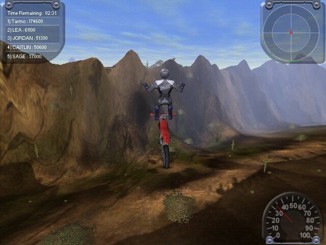 Motocross Madness 2 (Windows) screenshot: Cliff Hanger