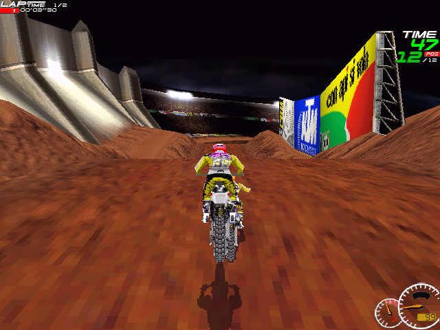 Moto Racer (Windows) screenshot: on the dirt track