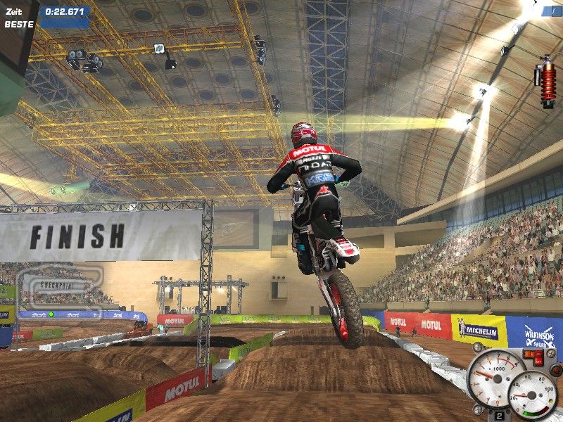 Moto Racer 3 (Windows) screenshot: Flying hiiiiiiigh!