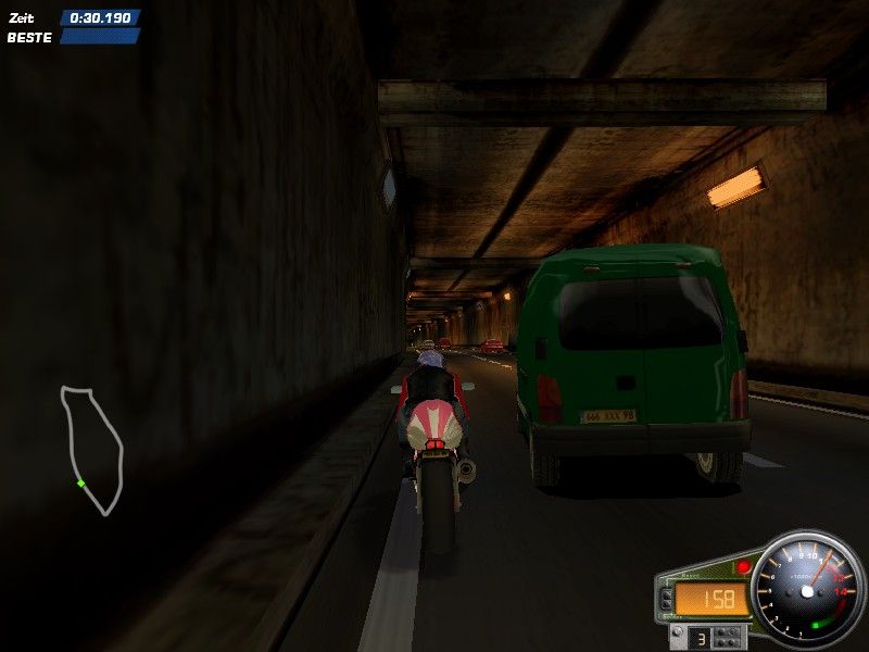 Moto Racer 3 (Windows) screenshot: Hmm... will he let me pass?