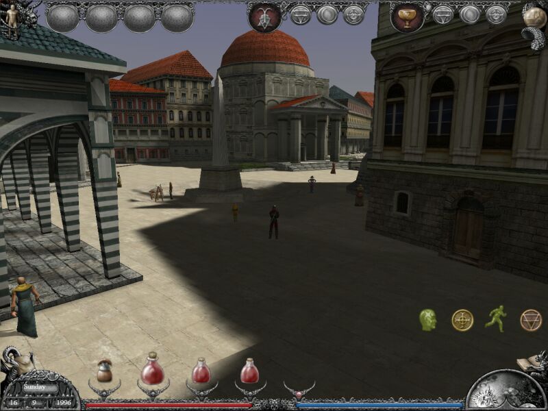 Mistmare (Windows) screenshot: Notice the striped pillars. Lovely.