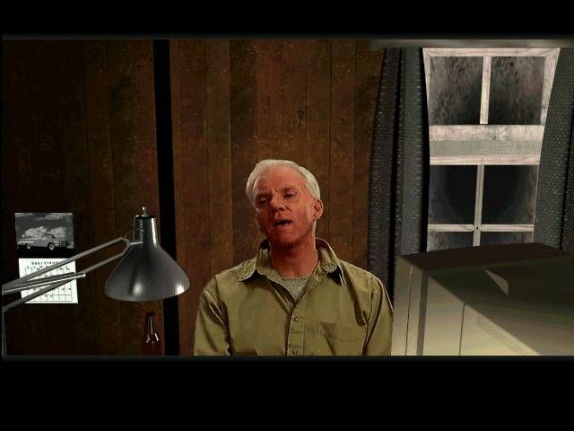 Mummy: Tomb of the Pharaoh (Windows 3.x) screenshot: From Admiral in the Confederacy to Mine Manager...Malcolm McDowell stars in this game, popping up whenever he feels like it to give a hint or make your day miserable.
