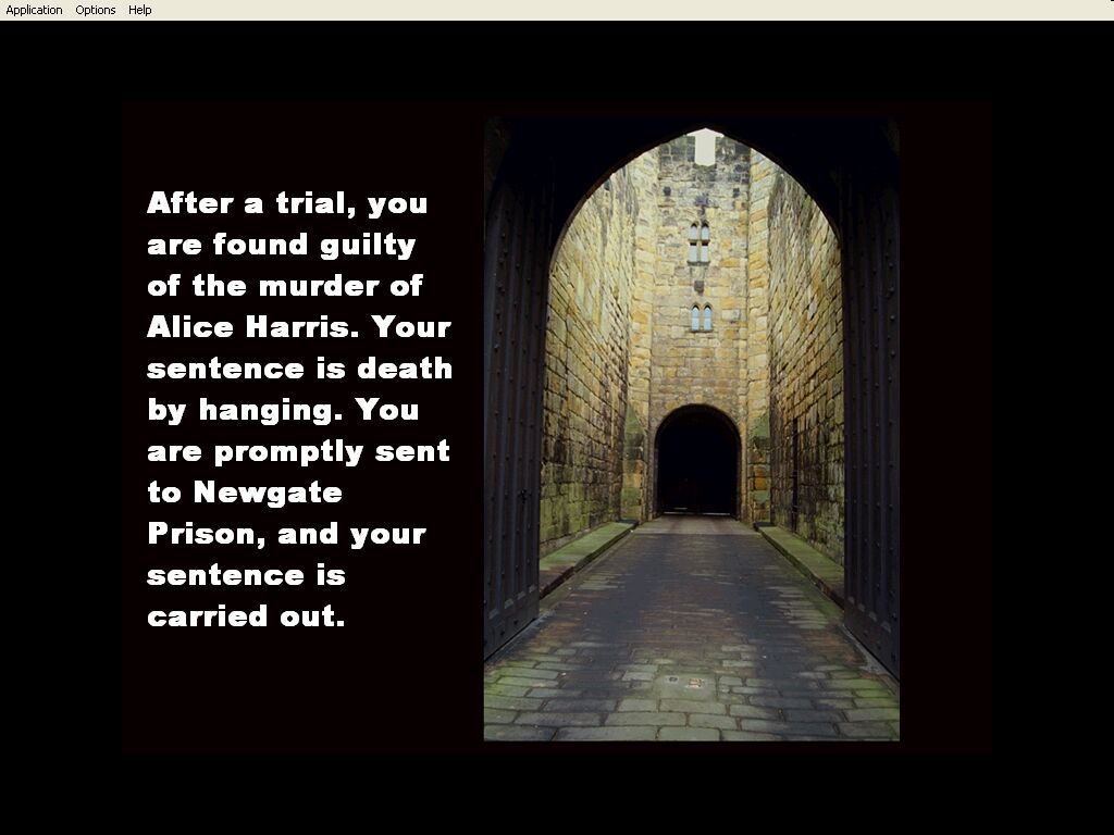 The Murderer (Windows) screenshot: A bad ending.