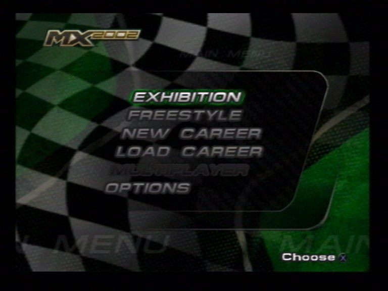 MX 2002 featuring Ricky Carmichael (PlayStation 2) screenshot: Menu