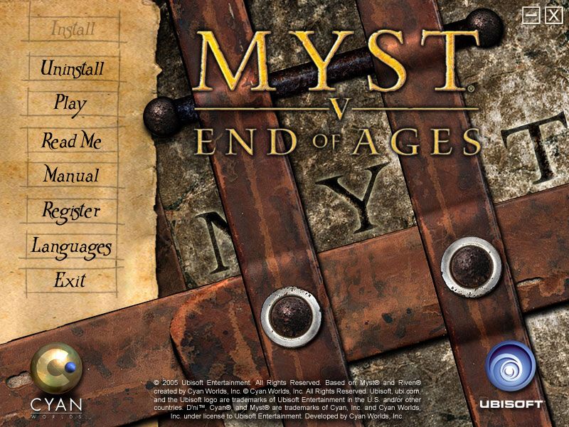 Myst V: End of Ages (Windows) screenshot: Main Menu
