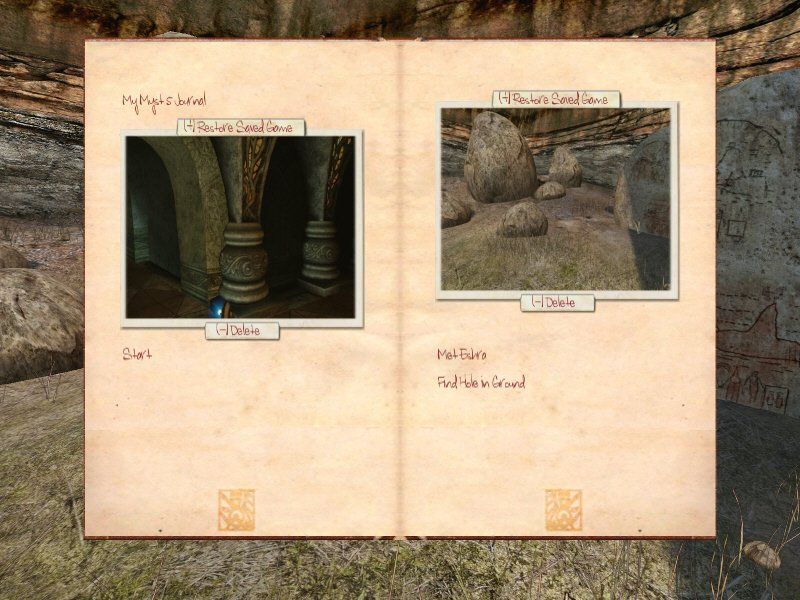 Myst V: End of Ages (Windows) screenshot: Save/Load game screen