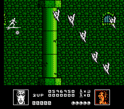 Silver Surfer (NES) screenshot: An assault of ghosts upon the Silver Surfer.