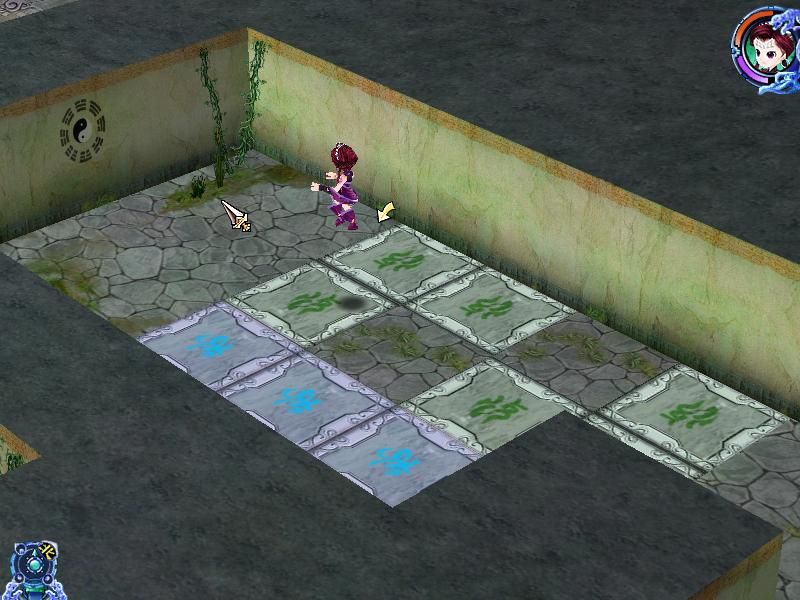 Xianjian Qixia Zhuan 3 (Windows) screenshot: Try to make Zixuan jump over those traps to reach the safe area.