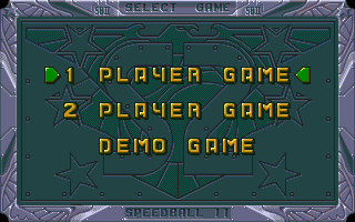 Speedball 2: Brutal Deluxe (Amiga CD32) screenshot: Main menu