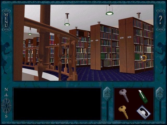 Nancy Drew: Secrets Can Kill (Windows) screenshot: Finding the right books in the miles of shelves will keep you busy