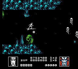 Silver Surfer (NES) screenshot: A variety of strange creatures populate the Magick realm.