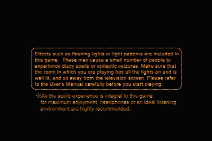 Rez (PlayStation 2) screenshot: Rez would like to warn you of its intense effects.