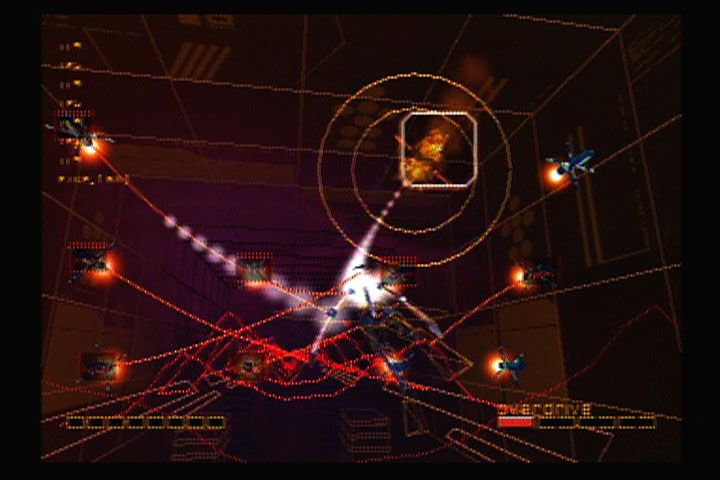 Rez (PlayStation 2) screenshot: Enemies come from all over.