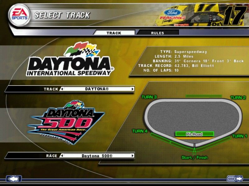 NASCAR Thunder 2004 (Windows) screenshot: Some tracks have more than one race