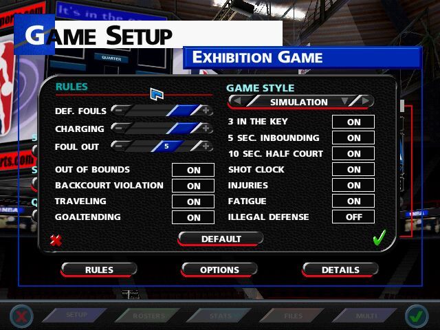 NBA Live 99 (Windows) screenshot: Changing the rules