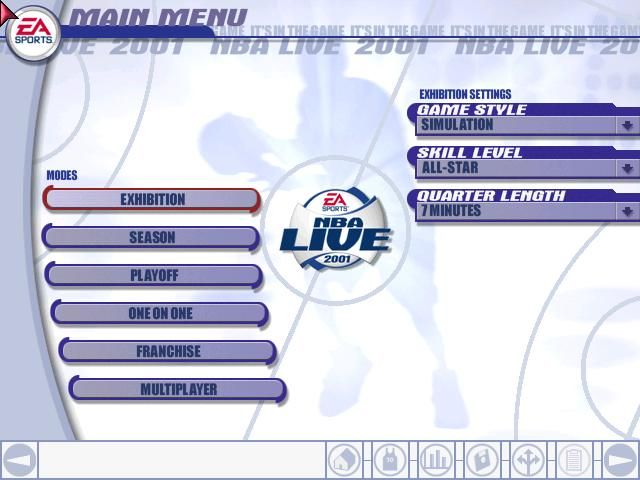 NBA Live 2001 (Windows) screenshot: Main menu