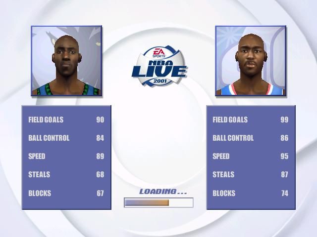 NBA Live 2001 (Windows) screenshot: One-on-one with Michael Jordan and Kevin Garnett