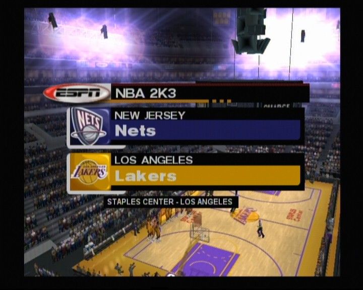 NBA 2K3 (Xbox) screenshot: The match between Nets and Lakers is about to begin