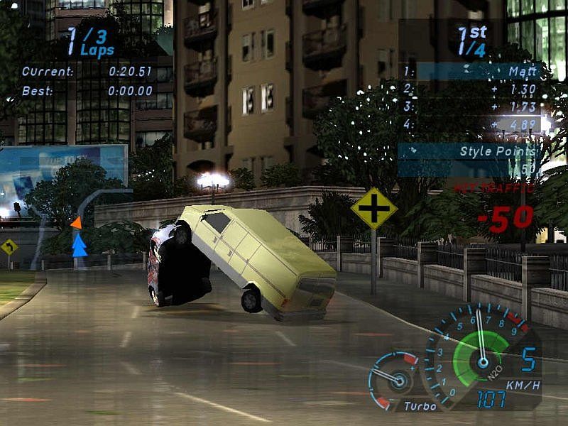 Need for Speed: Underground (Windows) screenshot: Where did that van come from?!