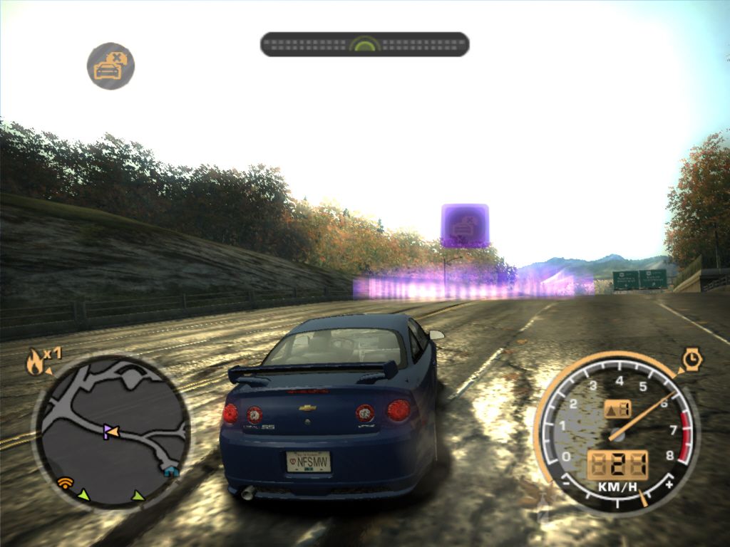Need for Speed: Most Wanted (Windows) screenshot: Found a race event spot while in Free Roam mode. You can also jump to them from the Safe House.