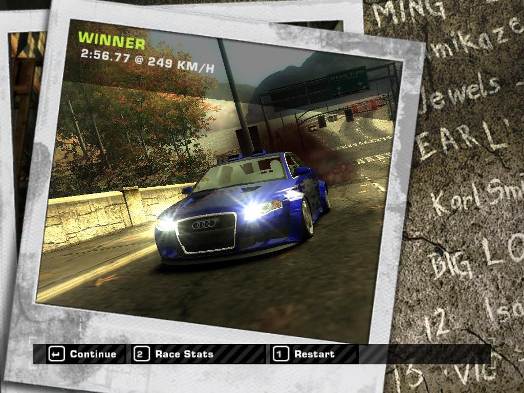 Need for Speed: Most Wanted (Black Edition) (Windows) screenshot: I won.
