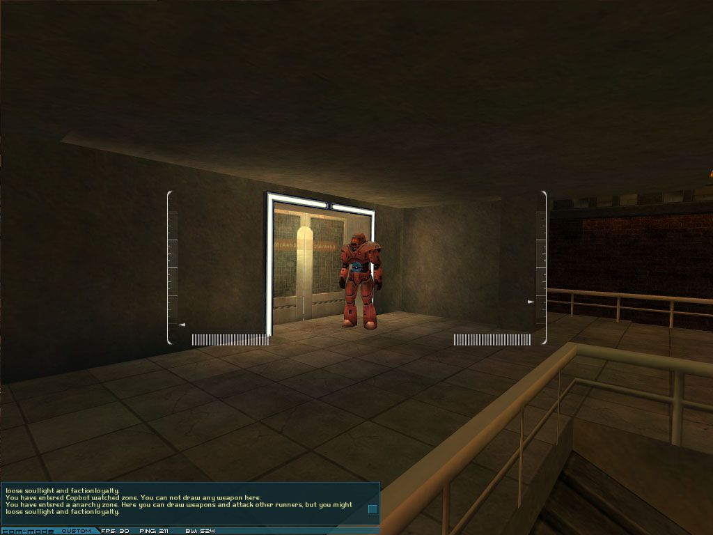 Neocron (Windows) screenshot: drone view. some shoot, others self destruct by explosives, and a few are just for scouting
