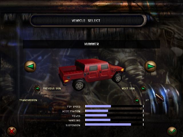 Test Drive: Off-Road 3 (Windows) screenshot: Vehicle Selection