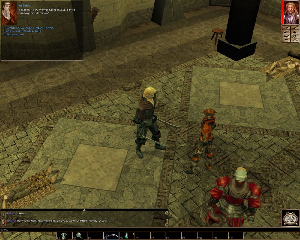 Neverwinter Nights (Windows) screenshot: Have swords, will travel. Dual-wielding is one of the skills nearly anyone can pick up on in NWN.