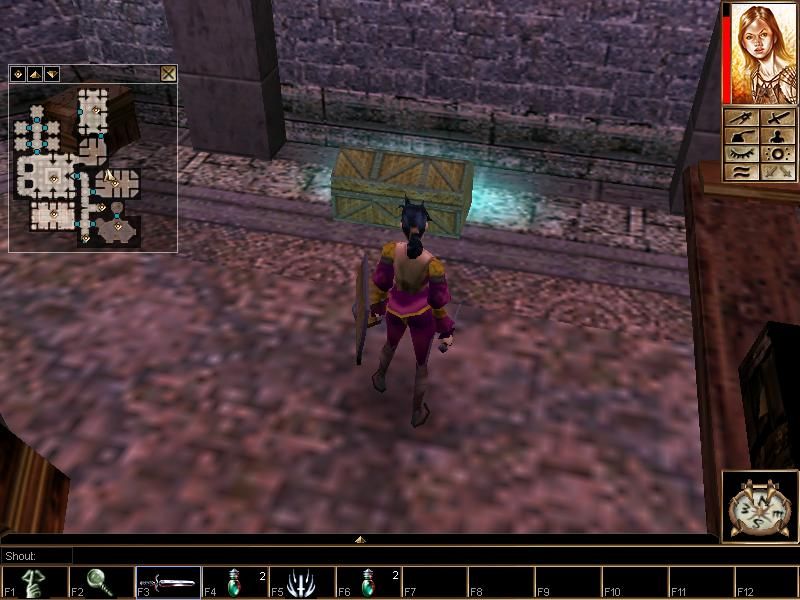 Neverwinter Nights (Windows) screenshot: The highlighted chests often contain useful stuff. You can zoom whenever you like