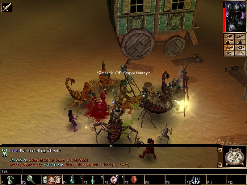 Neverwinter Nights: Shadows of Undrentide (Windows) screenshot: Fighting off the stingers