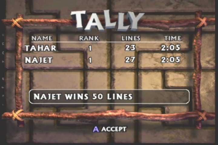 The New Tetris (Nintendo 64) screenshot: As you play, the game keeps track of how many lines you get