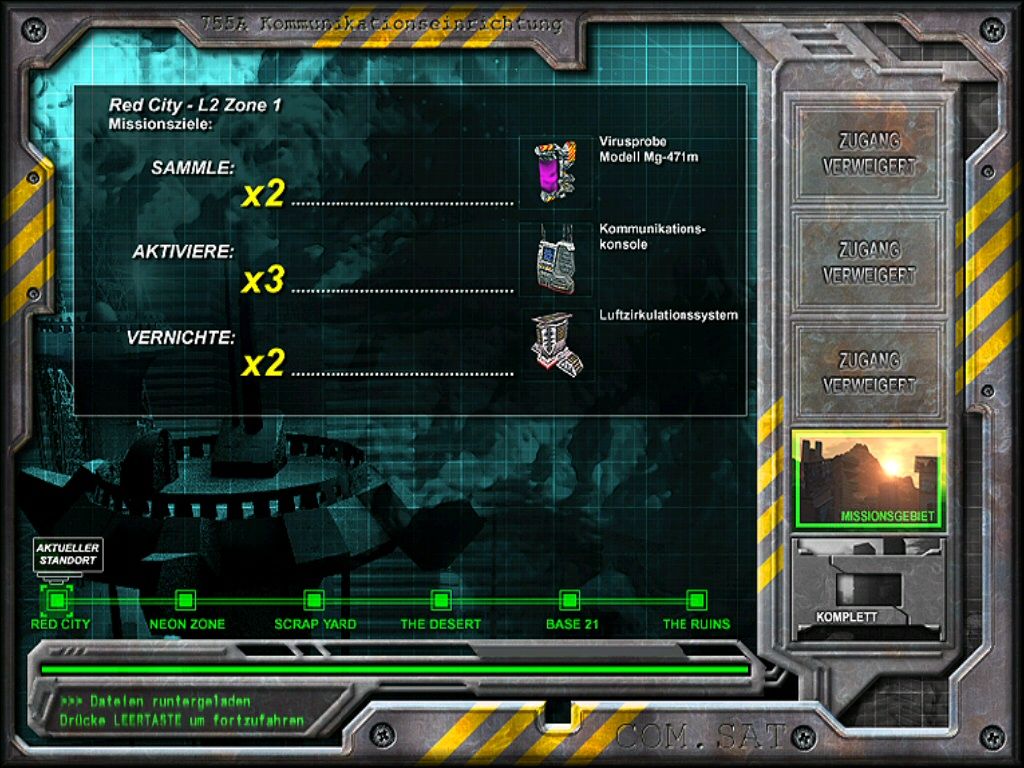 Nick Naster's eXtinction (Windows) screenshot: Mission briefing before a new level