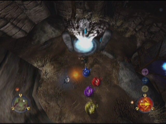 Nightcaster: Defeat the Darkness (Xbox) screenshot: Several different elemental slimes try to get the jump on Arran.