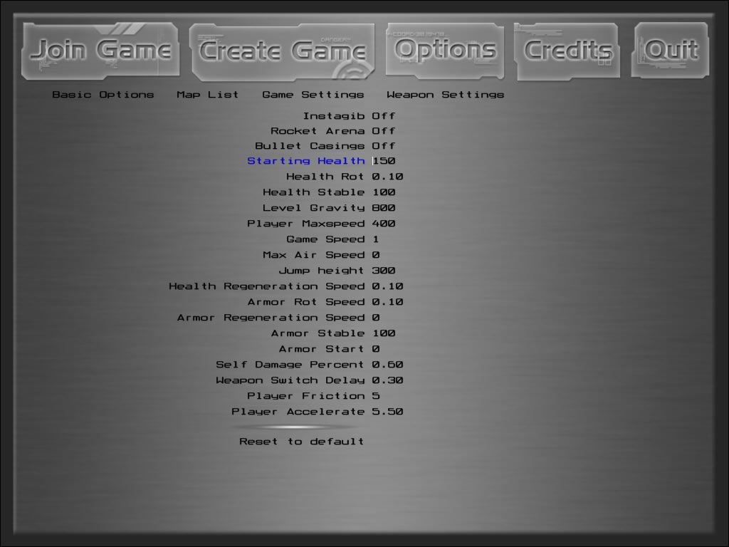 Nexuiz (Windows) screenshot: All game settings can be tweaked.