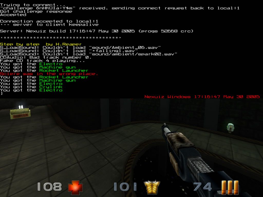 Nexuiz (Windows) screenshot: An in-game console, no FPS can do without it.