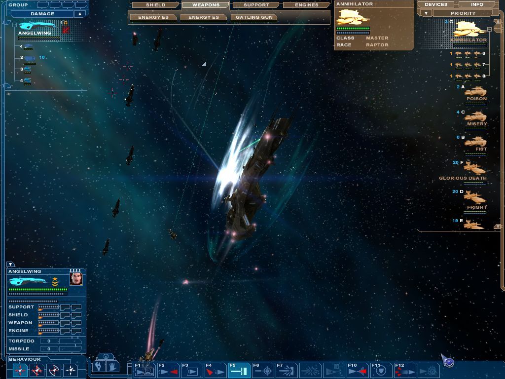 Nexus: The Jupiter Incident (Windows) screenshot: Taking a beating while defending a convoy.