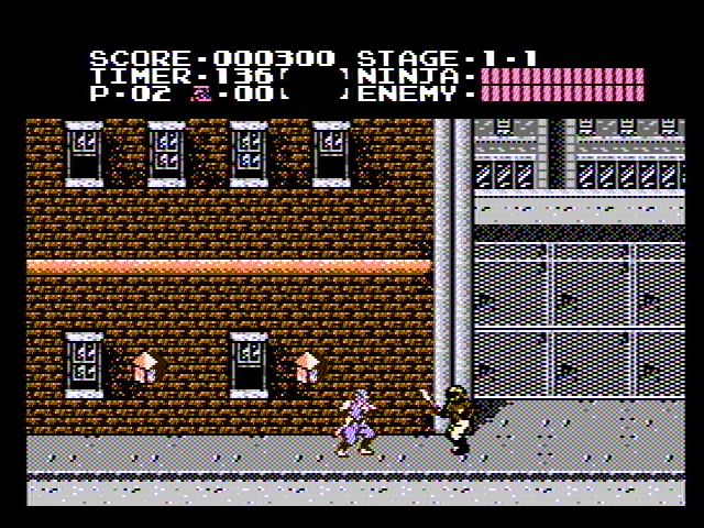 Ninja Gaiden (NES) screenshot: The first level