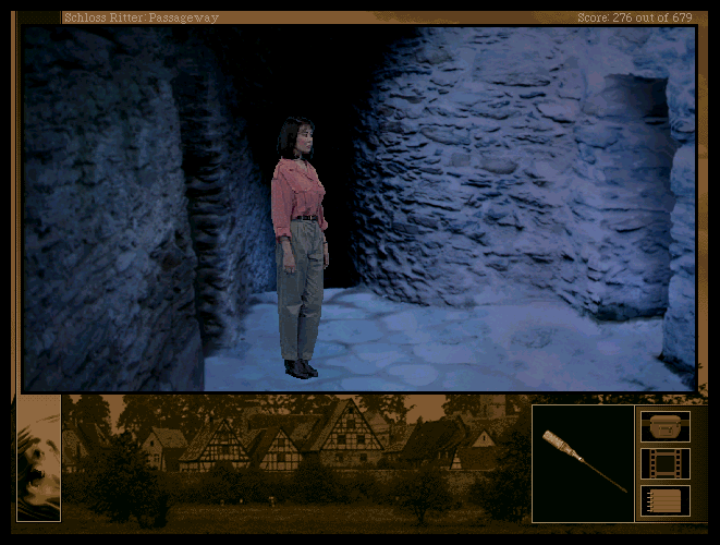 The Beast Within: A Gabriel Knight Mystery (Windows) screenshot: Schloss Ritter seems to have some love & escape oriented secret passages.
