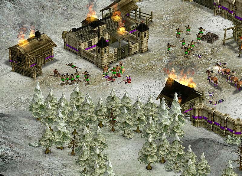 No Man's Land (Windows) screenshot: Wood Indians attack a English outpost