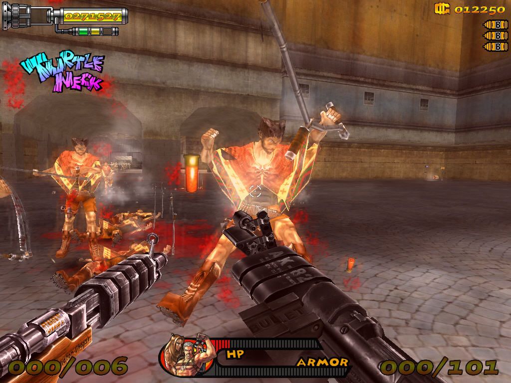 Nitro Family (Windows) screenshot: In Ecstasy mode everything gets blurry and time slows down.